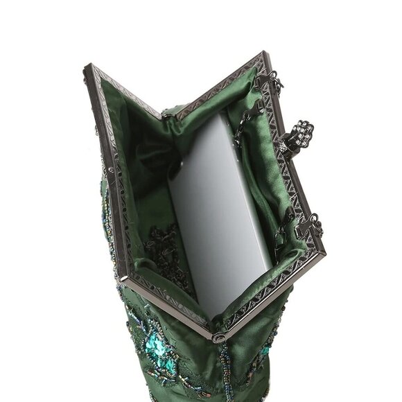 Womens Vintage Floral Beaded Rhinestone Embroidery Clutch Sequin Crossbody Bag E - Picture 6 of 7